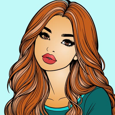 realistic girl with hair on her hair and lips