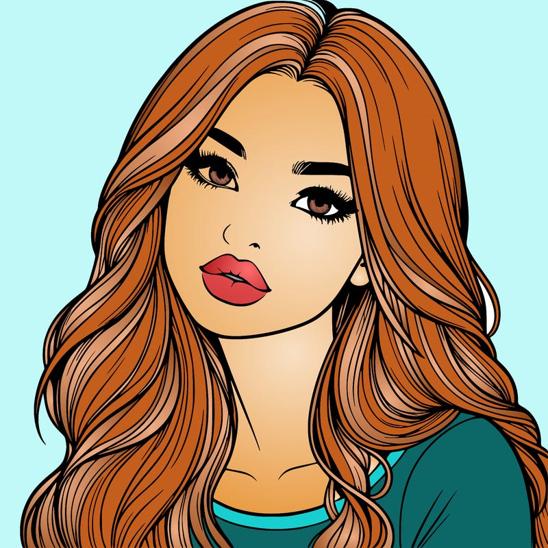 realistic girl with hair on her hair and lips