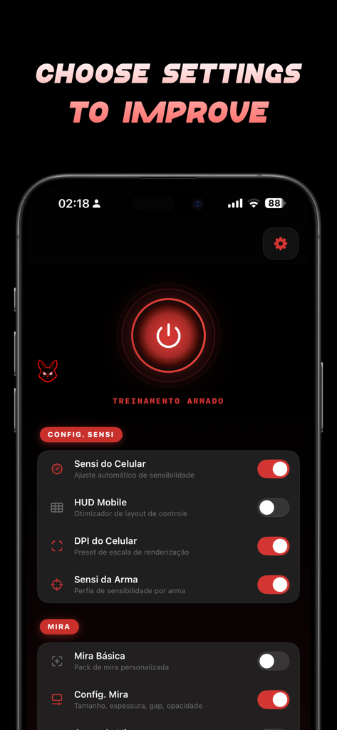 Dark Aura XIT Panel - Interfaz de la aplicación Dark Aura XIT Panel que muestra la configuración de personalización de sensibilidad y mira para juegos móviles