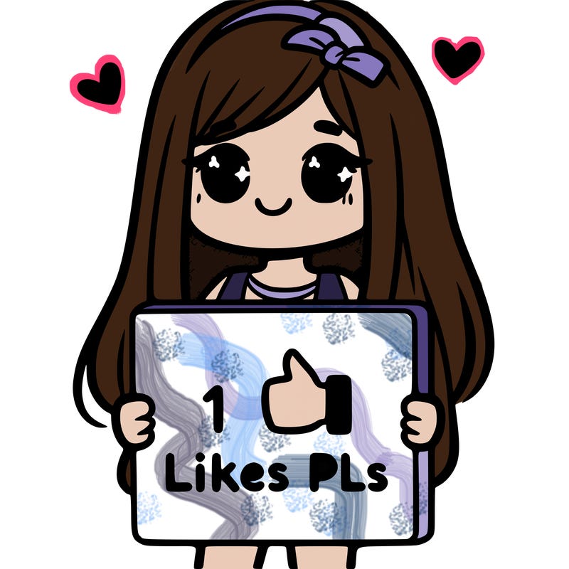 girl holding a sign saying 10 likes pls