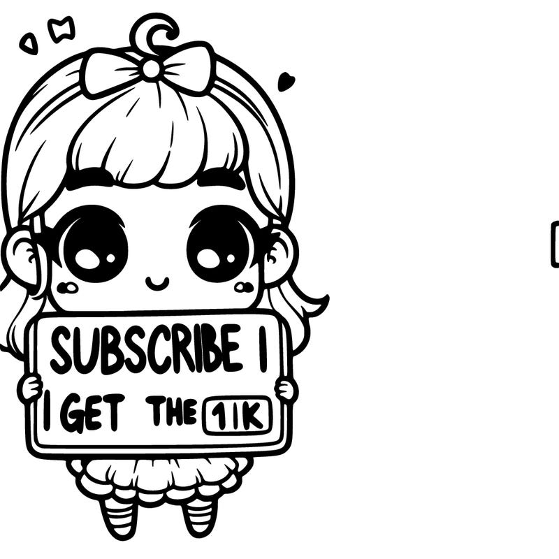 a cute little girl marked on a sign she is holding subscribe i will get the 1k