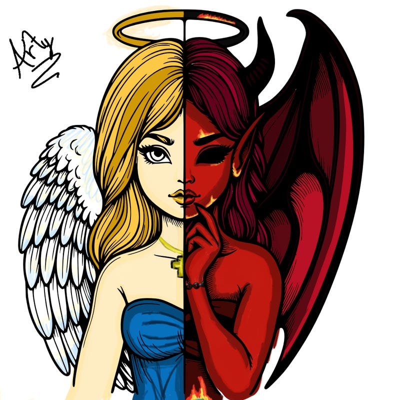 realistic angel half demon