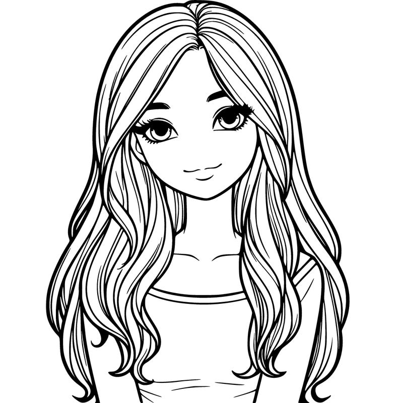 realistic girl with long hair