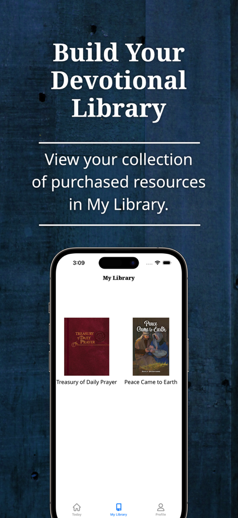 InPrayer by CPH - A screenshot of the InPrayer by CPH app showing the My Library screen with Christian devotional book covers