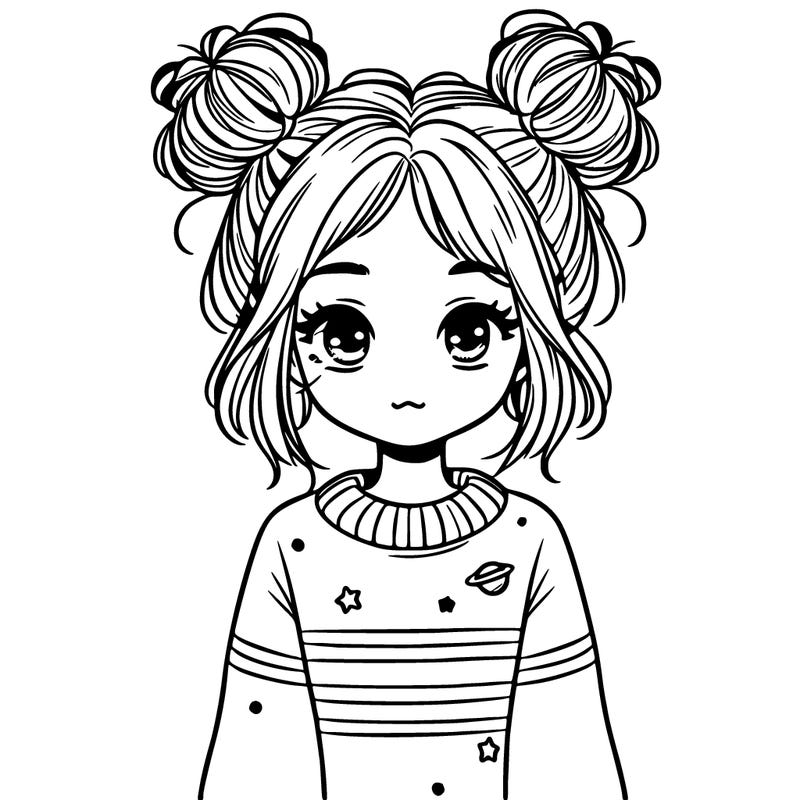 girl with messy space buns and sweater