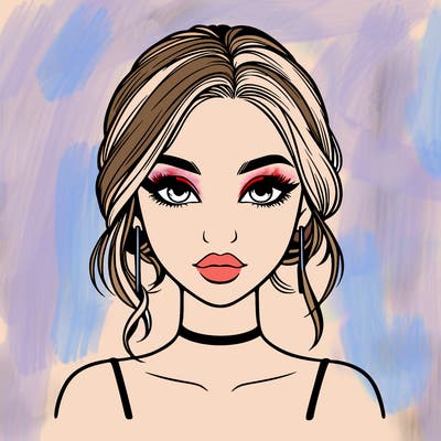 realistic girl with makeup on