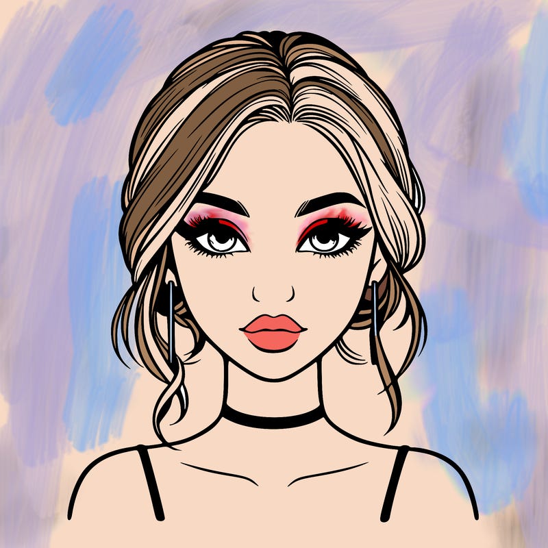 realistic girl with makeup on