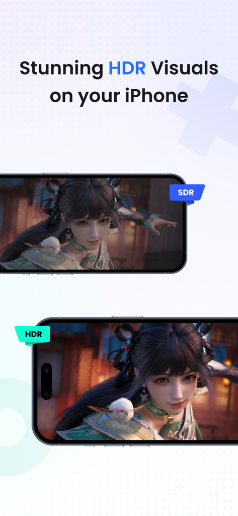 Confronto affiancato di visualizzazioni SDR e HDR per il gaming remoto su iPhone