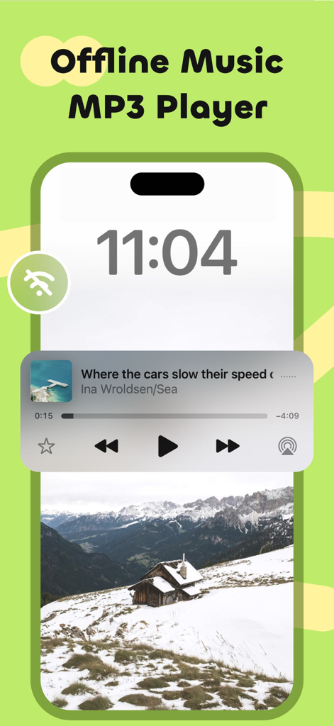 iVocal-Melodic Bliss - iPhone lock screen showing offline music playback with iVocal MP3 player