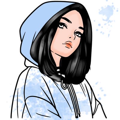 a realistic girl in a hoodie