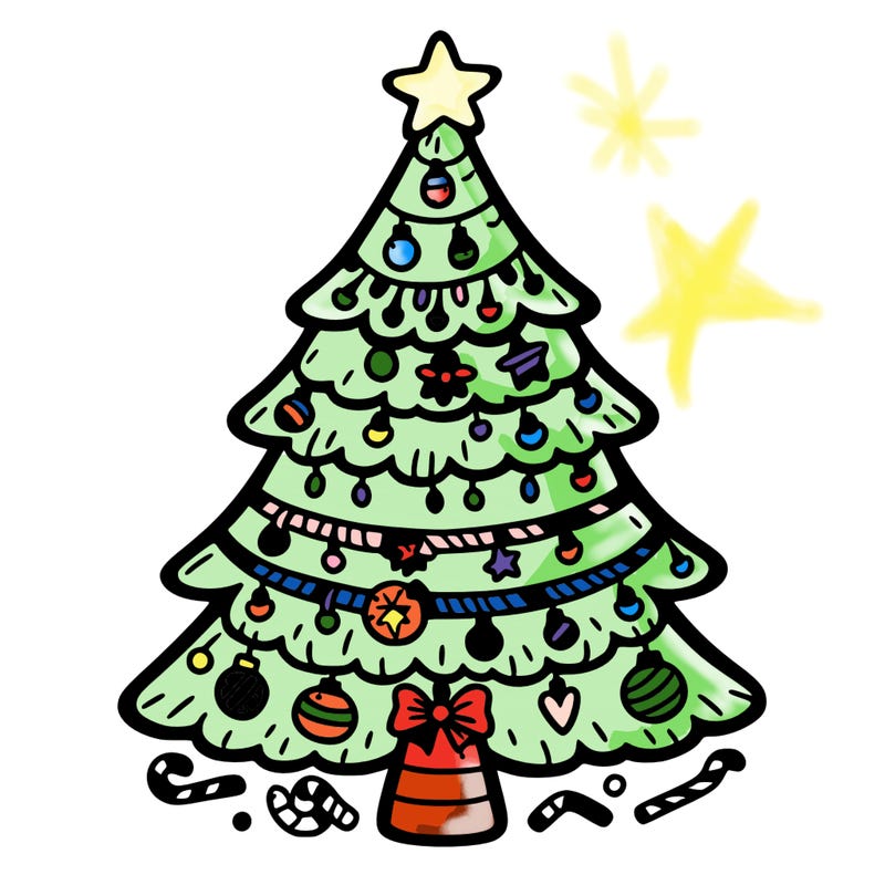 christmas tree with lots of details