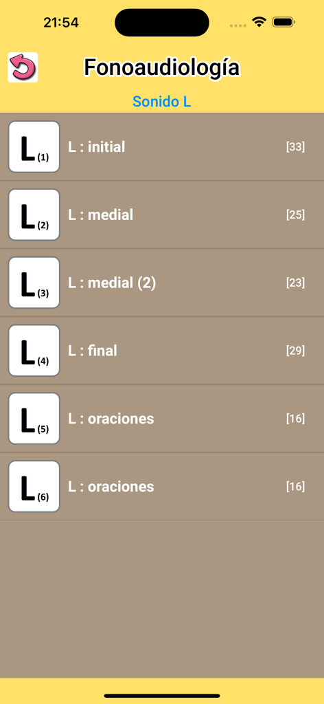 Fonoaudiología : ejercicios CL - List of Spanish speech exercises for the letter L in various word positions