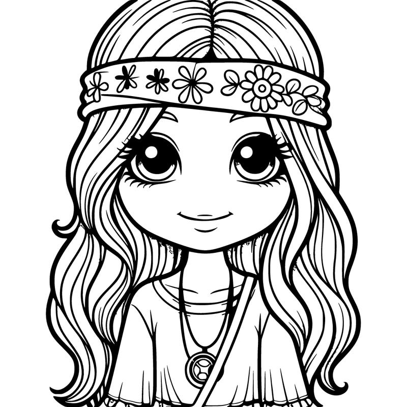 cute hippie girl realistic