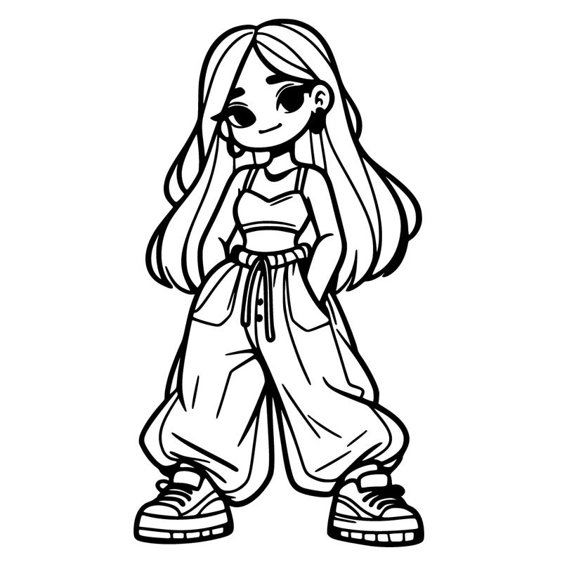 girl in crop top and baggy pants