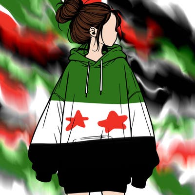 realistic girl with a oversized sweatshirt on and a bun