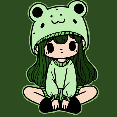 a girl wearing a frog hat and some frog socks