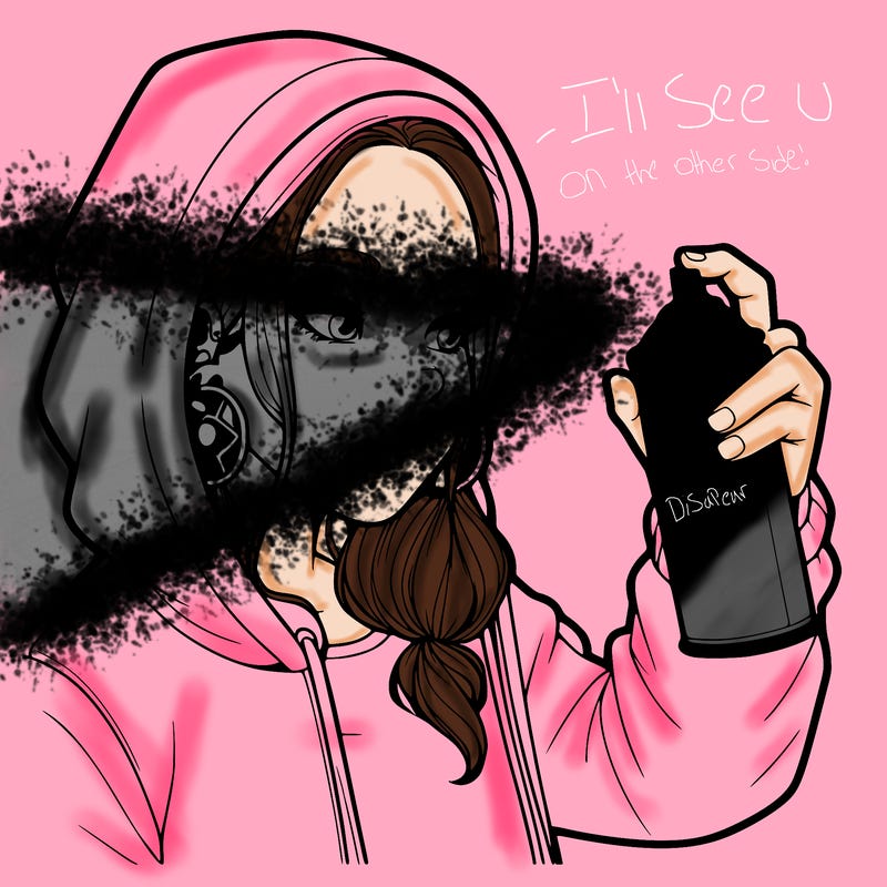 a realistic girl, spray painting