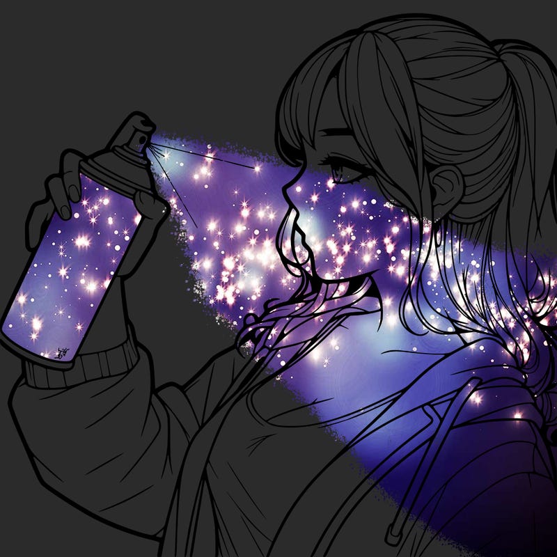 a realistic girl spray, painting