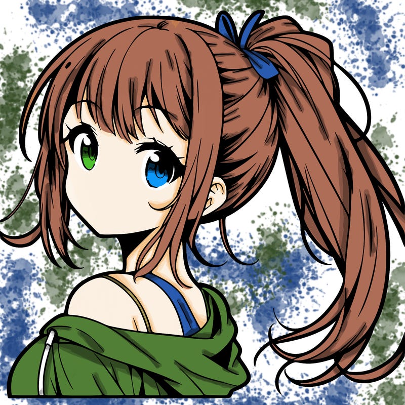 anime girl with her hair tied in ponytail