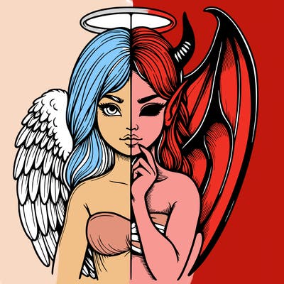 realistic angel half demon