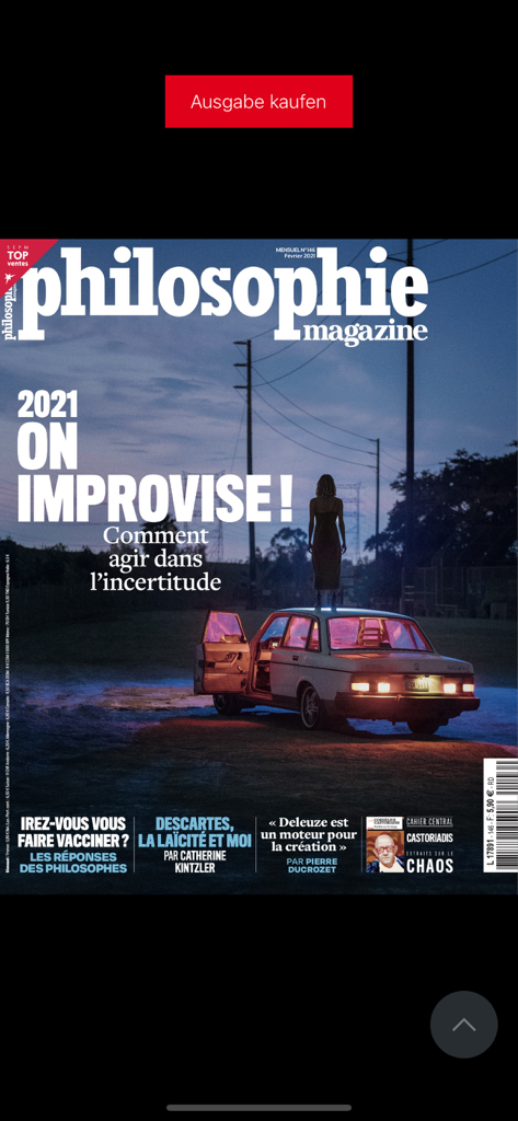 Philosophie magazine - Capa da edição digital da revista Philosophie mostrando artigos sobre filosofia contemporânea e questões sociais.