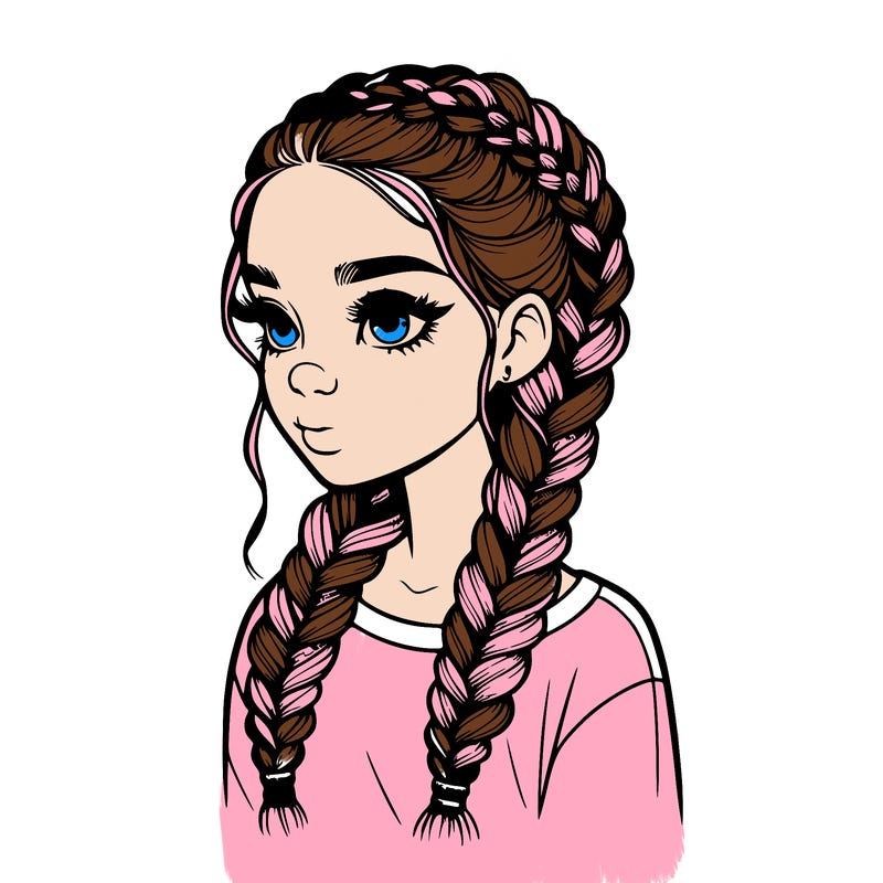 realistic girl with braids