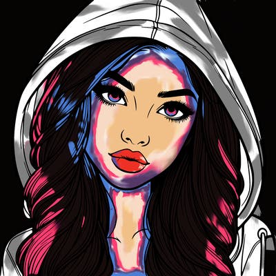 realistic beautiful girl with a hood on