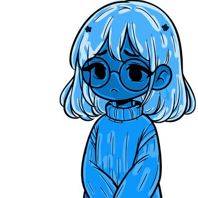 sad girl with glasses in a sweater
