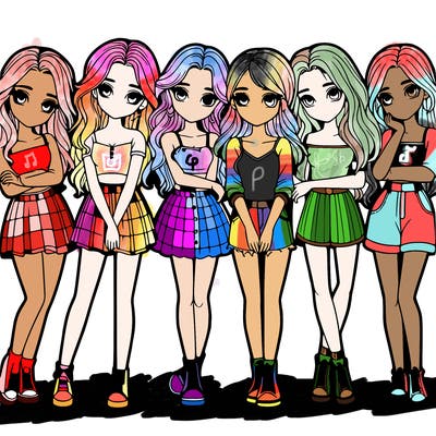 a group of girls realistic