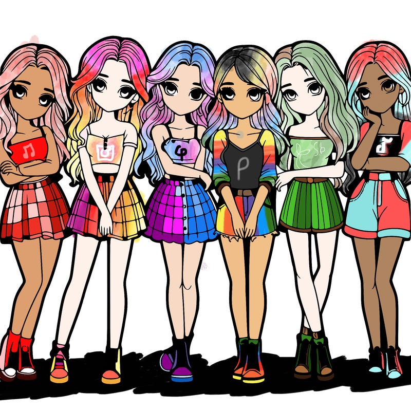 a group of girls realistic
