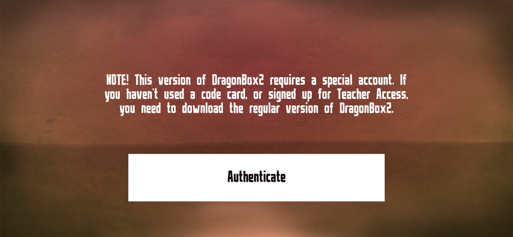 Login Access: DB Algebra 12+ - Authentication screen for DragonBox Algebra 12 showing login instructions for special accounts