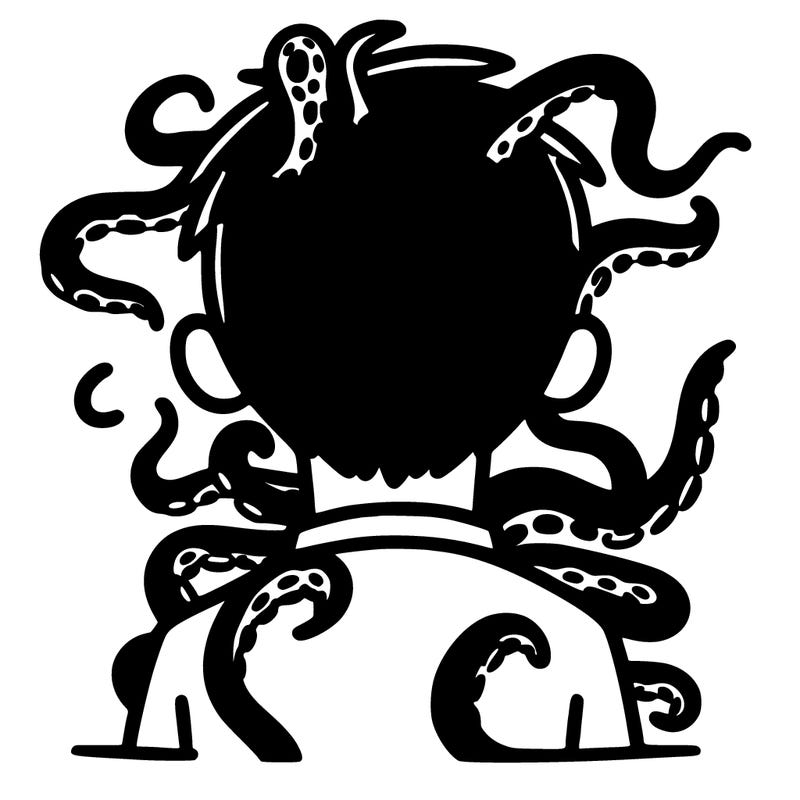 a silhouette of a man with tentacles coming out of the back of his head