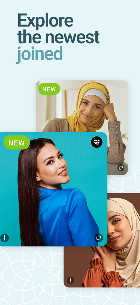 Profils de nouveaux membres féminins sur l'application de rencontres Muslima.