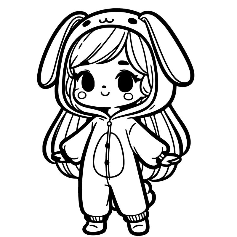 girl wearing a bunny onesie