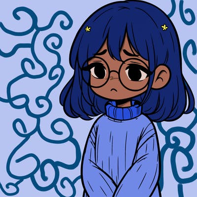 sad girl with glasses in a sweater