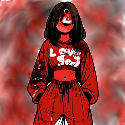 realistic girl faceless with baggy pants and a crop top