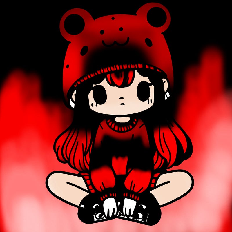 a girl wearing a frog hat and some frog socks