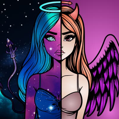 devil vs angel realistic girl