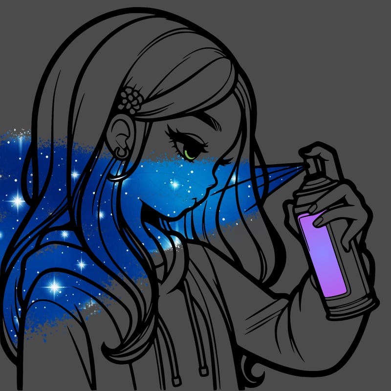 a realistic girl spray painting