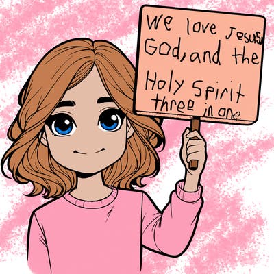 realistic girl holding up a sign