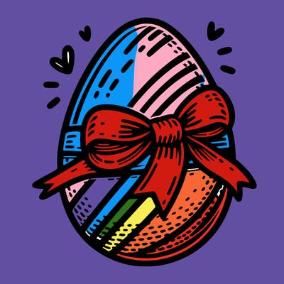 large chocolate egg with ribbon