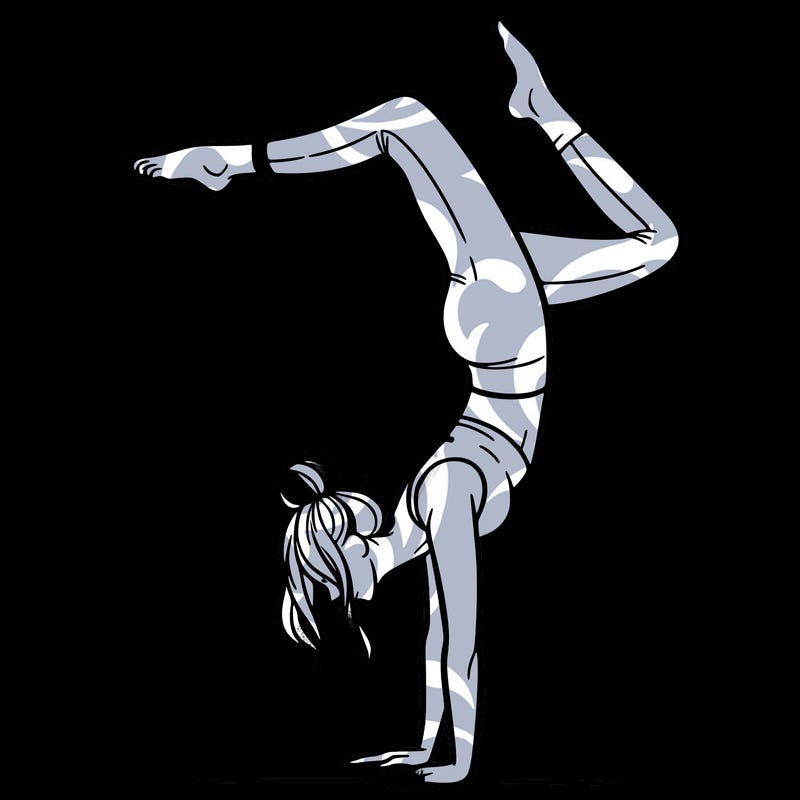 a woman doing a handstand