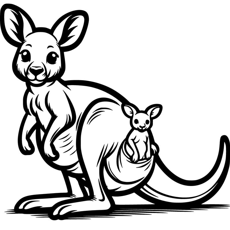 a kangaroo with a joey in its pouch