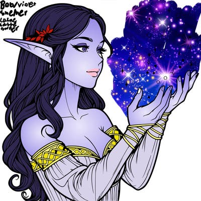 realistic elf girl doing magic