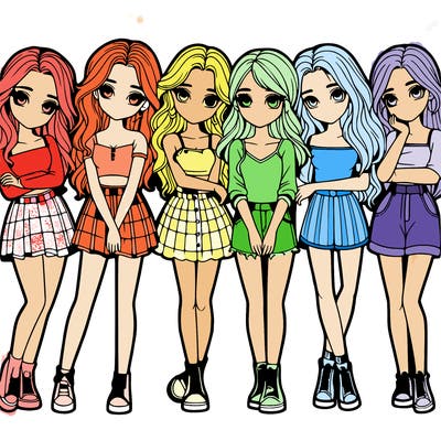 a group of girls realistic