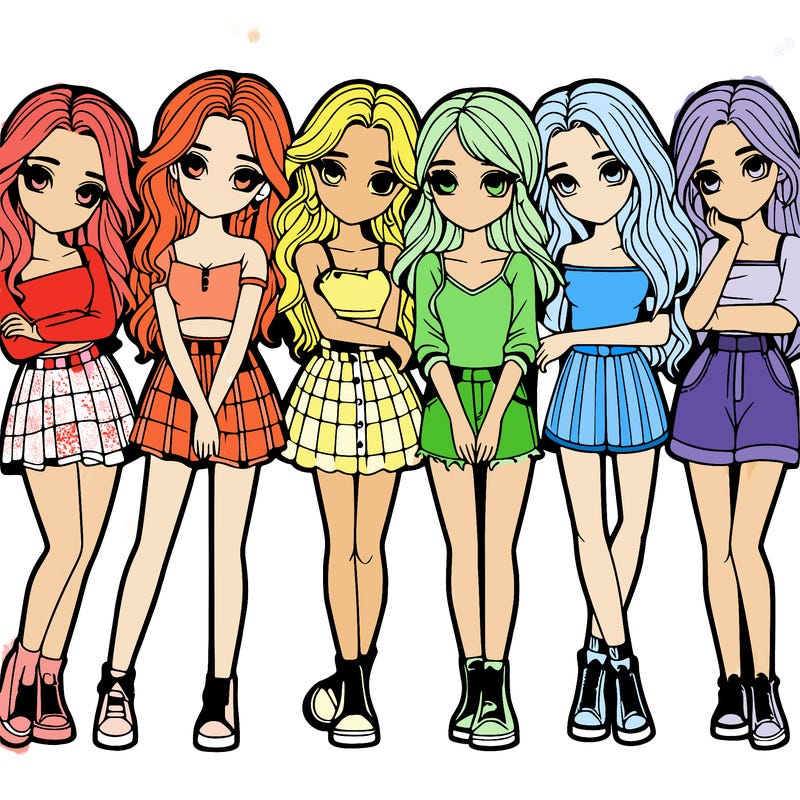 a group of girls realistic