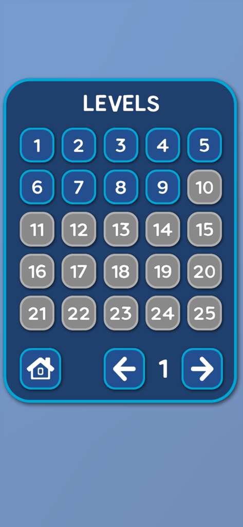 Sort Ball: Arrange Color Tubes - Level selection screen for Sort Ball puzzle game showing levels 1 to 25