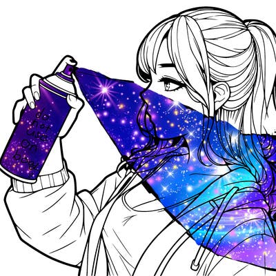 a realistic girl spray, painting