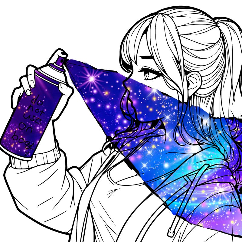 a realistic girl spray, painting