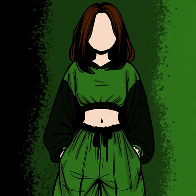 realistic girl faceless with baggy pants and a crop top